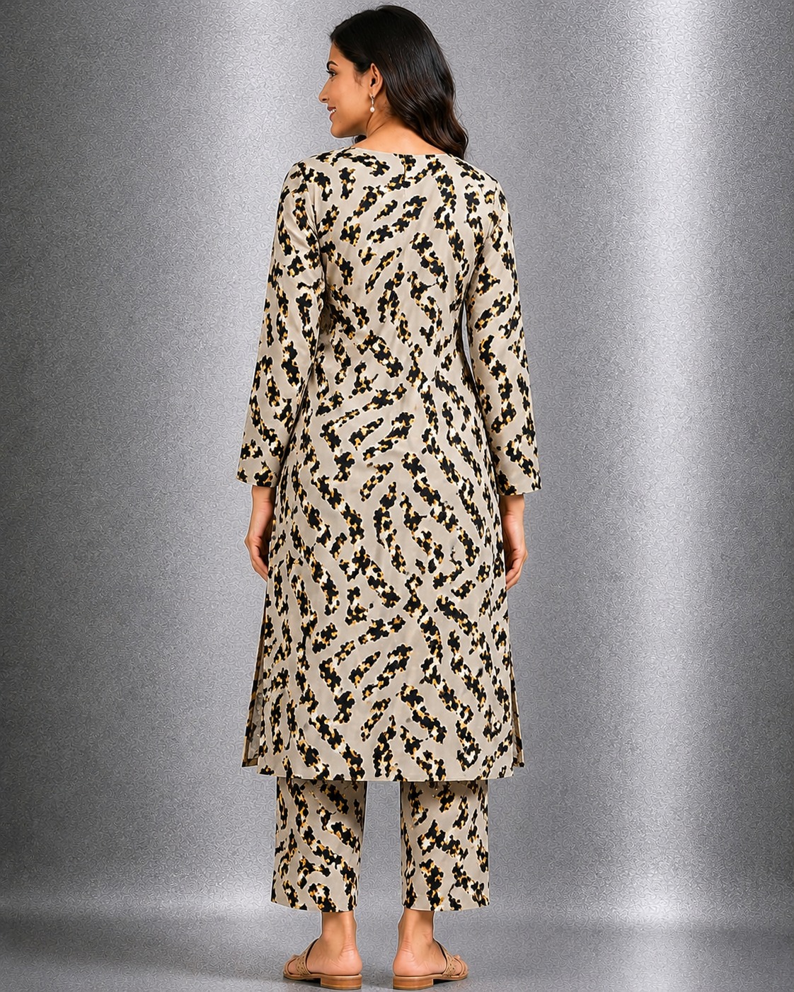 ZC-03 | Animal Print Linen 2 Piece Unstitched - Image 3